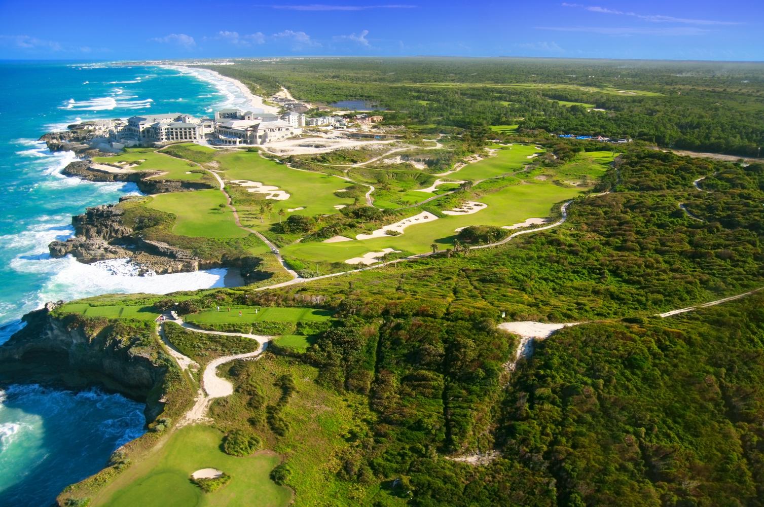 Aerial view of Grace Bay coastline