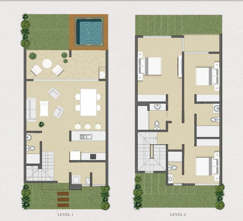 Townhouse B. FF19: Fabulous Pre-construction Townhouse with Pool in an Exclusive Community Near the Sea - Gallery image 2