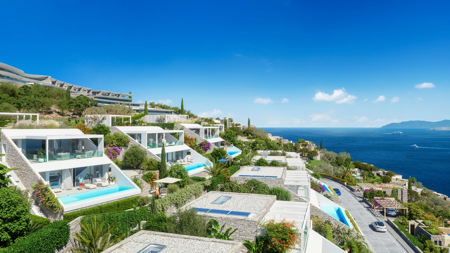 2 and 3-bed branded Terrace Duplex Villas for sale at Elounda Hills, Crete