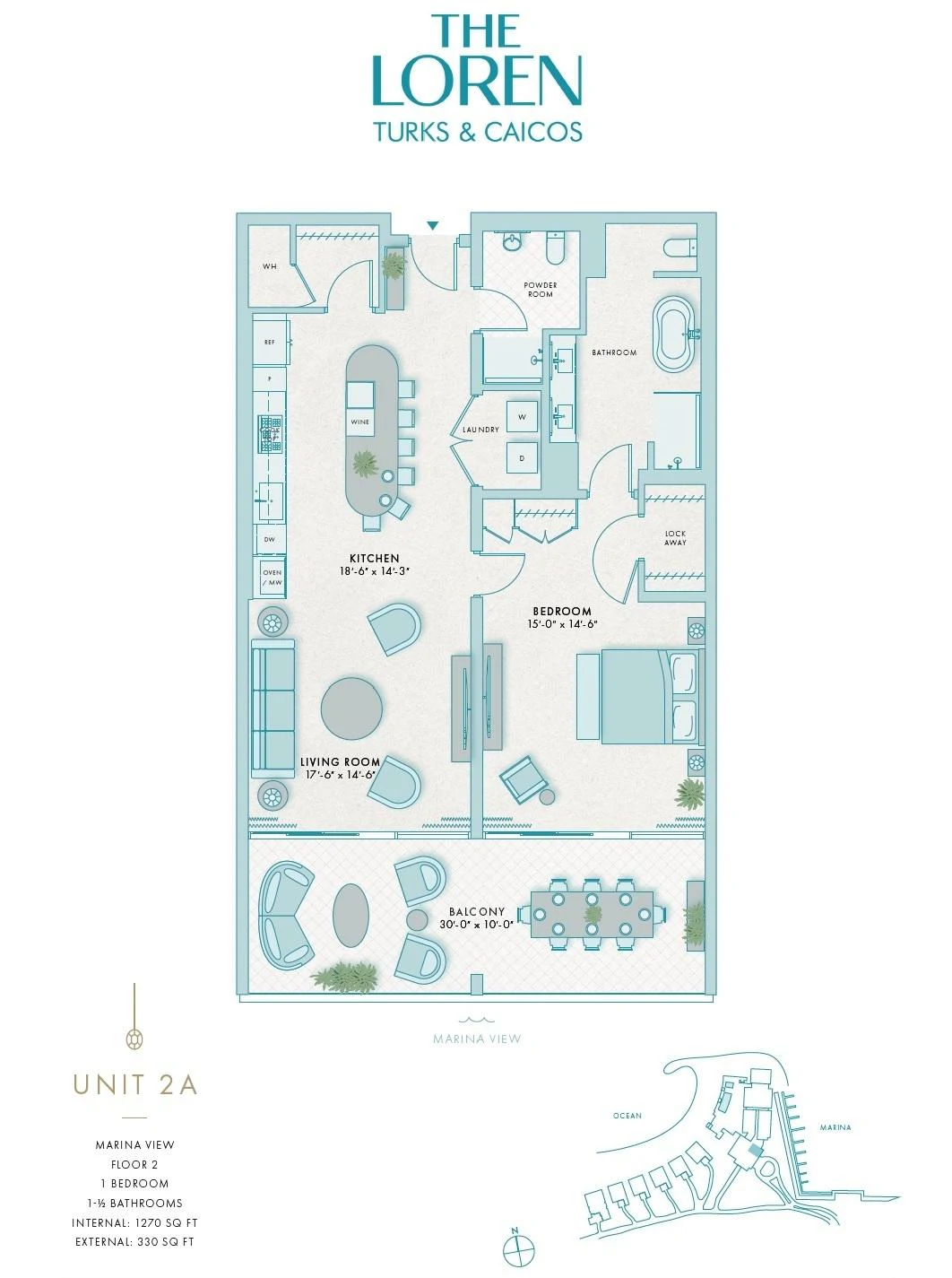 2A - 1BR Marina Front - The Loren at Turtle Cove - photo 14